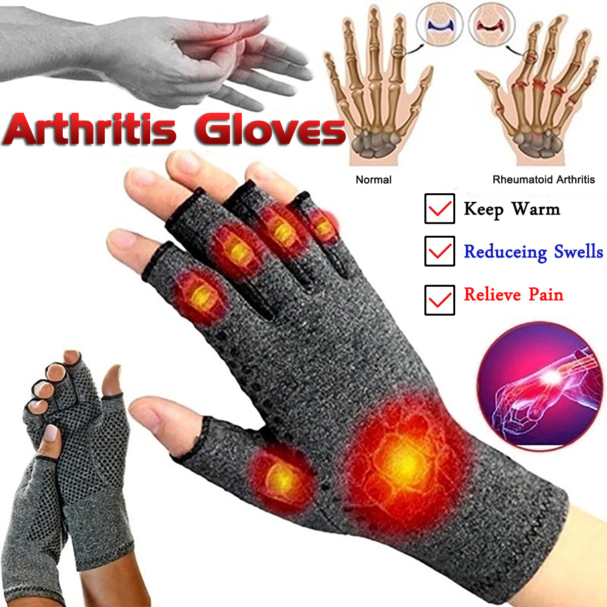 Arthritis Pressure Gloves Breathable Rehabilitation Training Gloves to Keep Warm Copper Compression Arthritis Gloves